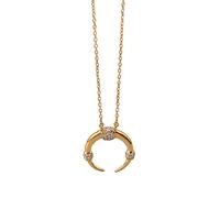 ZGBQHQN 925 Silver Necklace Ladies Elegant Moon Shape Necklace Fashion Zircon Jewelry Round Necklace Gold