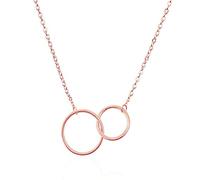 ZGBQHQN 925 Silver Necklace Ladies Elegant Simple Pendant Double Circle Shape Necklace Fashion Silver Jewelry Necklace-Rose Gold