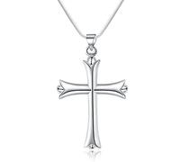 ZGBQHQN 925 Sterling Silver 18 Inch Snake Chain Glossy Cross Pendant Necklace For Women Man Fashion Wedding Party Jewelry Gift