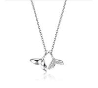 ZGBQHQN 925 Sterling Silver Double Ocean Sea Fish Whale Tail Mermaid Pendant Necklaces for Women Silver Jewelry Girl Gift
