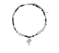 ZGBQHQN Asymmetric Baroque Pearl Necklace for Women Star Pendant Black White Beads Necklace Choker Stainless Steel Necklace Jewelry Gift