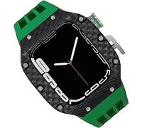 ZGBQHQN Carbon Fiber Watch Case Fluorine Rubber Strap,For 8/7/6/5/4/SE 44mm 45mm 49mm,Titanium Metal Frame Bumper Sport Waterproof Bands 316L Stainless Steel Clasp