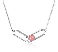 ZGBQHQN Delicate 925 Sterling Silver Drop Shipping Charm Dainty Paper Clip Small Cz Stone Necklace Safety Pin For Women Girls