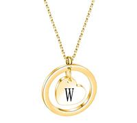 ZGBQHQN Fashion Gold Color Titanium Steel A-Z Alphabet Tiny Heart Pendant Necklace for Women Girls Kids Jewelry Gifts