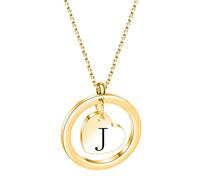 ZGBQHQN Fashion Gold Color Titanium Steel A-Z Alphabet Tiny Heart Pendant Necklace for Women Girls Kids Jewelry Gifts
