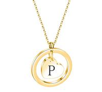 ZGBQHQN Fashion Gold Color Titanium Steel A-Z Alphabet Tiny Heart Pendant Necklace for Women Girls Kids Jewelry Gifts
