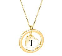 ZGBQHQN Fashion Gold Color Titanium Steel A-Z Alphabet Tiny Heart Pendant Necklace for Women Girls Kids Jewelry Gifts
