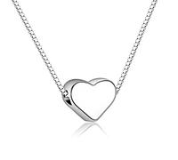 ZGBQHQN Fashion Minimalist Smooth Heart Shaped Pendant Simple Clavicle Chain 925 Silver Color Cute Charm Necklace For Women-Silver