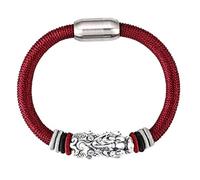 ZGBQHQN Feng Shui Bracelet Pure Silver Diamond Knot Pixiu/Piyao Crystal Talisman Bangle Protects Luck Love Money Happy Prosperity Attract for Man/Women Cinnabar (Color : Red)