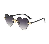 ZGBQHQN Frameless Love Heart Sunglasses Cute Cut Edge UV400 Peach Heart Party Glasses for Women (Upper Purple Lower Yellow)