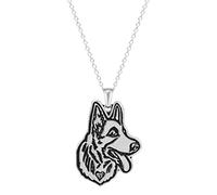 ZGBQHQN German Shepherd Dog Necklace, Love Heart Dog Pendant Necklace Greyhound Dog Memorial Gift