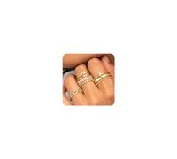 ZGBQHQN Gold Silver Plated Stacking Rings Set for Women 14K Dainty Stackable Thumb Knuckle Cute Ring for Women Pinky Finger Fashion Band Thin Simple Plain Chain CZ Rings Size 6-11