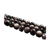 ZGBQHQN Home Decoration Obsidian 1 Pcs Natural Obsidian Stone Smooth Round 4/6/8/10/12/14/16mm Necklace Bracelet Jewelry Gems Loose Beads 15 Inch Full of Texture (Color : 2, Size : 14mm Approx 27Pcs)