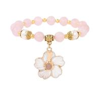 ZGBQHQN jewellery Opal bracelet - Shell Flower Pendant Charm Bracelet Pearl Amethysts Rose Quartzs Opal Beaded Elastic Bracelets For Women Men Jewelry jewellery