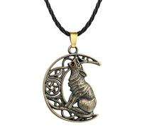 ZGBQHQN Moon Wolf Necklace Pendant Vintage Norse Viking Wolf Head Necklace Choker Hollow Crescent Moon Statement Necklace for Women n Men Fashion Jewelry Gifts