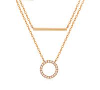 ZGBQHQN New 925 Sterling Silver Necklace For Women Double Layered Necklace Silver Circle Bohemian Long Chain Fine Jewelry Gift-Gold