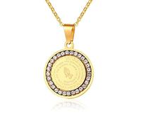ZGBQHQN New Cubic Zirconia Necklace for Women Christian Titanium steel Bible Praying Hands Coin Pendant Necklace