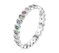 ZGBQHQN Rainbow Love Ring Crystal Heart Jewelry Enamel Colorful Stars Ring For Women Wedding Jewelry