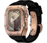 ZGBQHQN Rugged Stainless Steel Case Rubber Bands Mod Kit，For Series 44 45mm，Men Women Watch Replacement Accessories Metal Bezel Modification，For 9 8 7 6/5/4/SE
