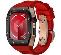 ZGBQHQN Rugged Stainless Steel Case Rubber Bands Mod Kit，For Series 44 45mm，Men Women Watch Replacement Accessories Metal Bezel Modification，For 9 8 7 6/5/4/SE