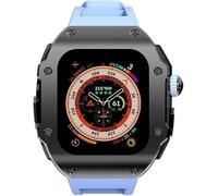 ZGBQHQN Stainless Steel Watch Case Rubber Band，For Series 9 8 7 6 5 4 SE Replacement，Men Watch Case Straps Clasp Mod Kit，For Series 45mm 44mm Accessories