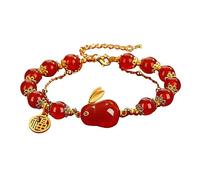 ZGBQHQN This Year Zodiac S925 Silver Bracelet Female Fortune Red Agate Hand String