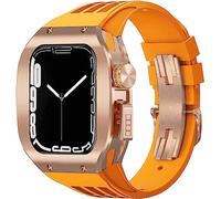 ZGBQHQN Titanium Alloy Frame Rubber Watch Band With Holes，for Series 8 7 6 5 4 SE 45mm 44mm Sport Strap with Stainless Steel Clasp Shockproof Bumper Case for Men Women Mod Kit