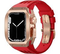 ZGBQHQN Titanium Alloy Frame Rubber Watch Band With Holes，for Series 8 7 6 5 4 SE 45mm 44mm Sport Strap with Stainless Steel Clasp Shockproof Bumper Case for Men Women Mod Kit