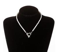 ZGBQHQN Vintage Baroque Irregular Pearl Lock Chains Necklace Geometric Aangel Pendant Love Necklaces for Women Punk Jewelry