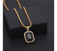 ZGBQHQN Vintage Hip-Hop Golden Bling Mini Stone Stainless Steel Chain Pendants Necklaces For Men Women Charm Crystal Jewelry Party Gift