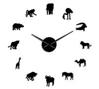 ZGBQHQN Wall Clock African Animals Silhouette Wall Stickers African DIY Wall Art Large Safari Wildlife Animal Giant Wall Decor Clock