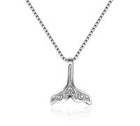 ZGBQHQN Wedding Jewelry 925 Sterling Silver Whale Tail Fish Nautical Charm Mermaid Tail Silver Necklace Women Neckalces Gift
