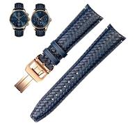 ZGBQHQN Woven Cowhide Leather Watchband For IWC IW344205 Portuguese Chronograph Pilot Portofino Folding Buckle Strap 22mm 20MM Blue Black Watchbands