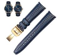 ZGBQHQN Woven Cowhide Leather Watchband For IWC IW344205 Portuguese Chronograph Pilot Portofino Folding Buckle Strap 22mm 20MM Blue Black Watchbands