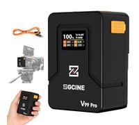 ZGCINE V Mount Battery V99 Pro,PD100W Fast Charging,6400mAh 94.72Wh 14.8V Mini V-Mount Battery,with D Tap/Dual USB C/BP/Dual DC Ports/OLED Screen,for Camera, Camcorder,Phone,Monitor,Video Light