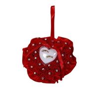 ZGCrumphant Heart Ring Pillow for Wedding Day Mariage Ring Display Pillow Cushion With Transparent Box Ring Bearer Pillow for wedding(Red)