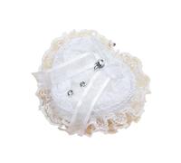 ZGCrumphant Heart-shape Rose Flowers Rings Box Romantic Wedding Rings Bearer Pillow Cushion Holder for wedding(B-C)