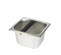 ZGCrumphant Large Coffee Knock Box Stainless Steel Grounds Container Residue Bucket Waste Bin for Home Cafe Accessories(Black)