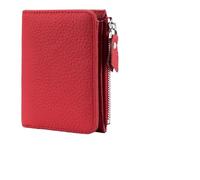 ZGCrumphant Leather Short Wallets Card Holder Bag Portable Small Zipper Money Coin Purse for Women Earphone Pouch for Keyring(Red)