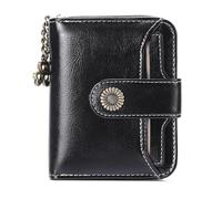 ZGCrumphant Leather Women's Zipper Wallet | Short Multi-Functional Mini Wallet for Driver's License and Cards for Keyring(Black)