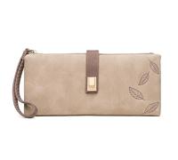 ZGCrumphant Long Clutch Wallet Women Soft Leather Card Holder Zipper Cell Phone Pocket Large Capacity Purse Wallet Wristband for Keyring(Khaki)