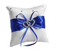 ZGCrumphant Ring Pillow Bridal Wedding Ceremony Decoration Pocket Ring Pillow Cushion Bearer with Ribbons for wedding(Blue)