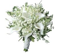 ZGCrumphant Royal White Wedding Bouquet Waterfall Artificial Flowers Bridal Pearl Bride Fleur Mariage Artificial Roses Flowers(Red)