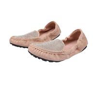 ZGCrumphant Women Foldable Flats Crystal Rivets Female Loafers Women's Flat Shoes for Everyday(Apricot 1,10.5)