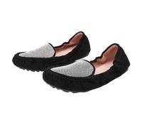 ZGCrumphant Women Foldable Flats Crystal Rivets Female Loafers Women's Flat Shoes for Everyday(Black 1,10)