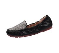 ZGCrumphant Women Foldable Flats Crystal Rivets Female Loafers Women's Flat Shoes for Everyday(Black 2,6)