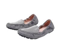 ZGCrumphant Women Foldable Flats Crystal Rivets Female Loafers Women's Flat Shoes for Everyday(Gray 1,6)