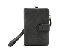 ZGCrumphant Women Folding Short Wallet Ladies Leather Wallet Simple Short Coin Purse Cute Solid Color Card Holder for Female for Keyring(Black)