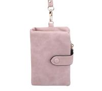 ZGCrumphant Women Folding Short Wallet Ladies Leather Wallet Simple Short Coin Purse Cute Solid Color Card Holder for Female for Keyring(Pink)