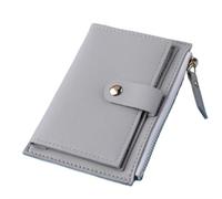 ZGCrumphant Women’s PU Leather Mini Wallet | Slim Short Coin Purse with Multi-Card Holder and Zipper Hasp for Keyring(Grey)
